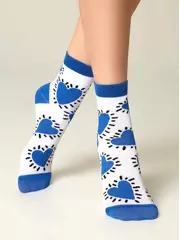 Носки женские хлопковые esli classic 532 белый-синий, , 38-39 (25), ESLI, - 1