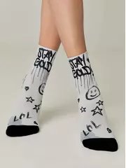 Плотные женские носки с черным мыском и рисунком «stay» 906, , 36-39 (23-25), CONTE ELEGANT, - 2