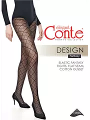 Колготки с рисунком «ромбы» и эффектом сетки conte design nero, , 2, CONTE ELEGANT, - 1