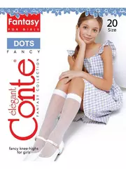 Нарядные детские гольфы с рисунком "точки" dots bianco, , 20, CONTE ELEGANT, - 2