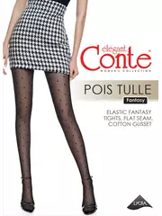 Колготки женские в горошек с эффектом мелкой сетки fantasy pois tulle nero, , 2, CONTE ELEGANT, - 1