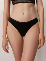 Трусы женские «бикини» из геометрического кружева и хлопка grafic lace lb 1985 black, , 102/L, CONTE ELEGANT, - 1