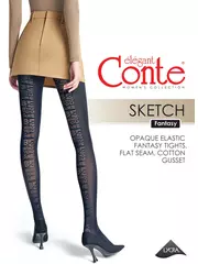 Колготки женские с надписями sketch fantasy nero, , 2, CONTE ELEGANT, - 1