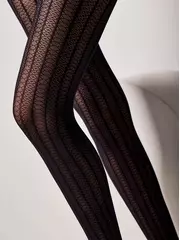 Колготки женские с ажурным рисунком и полосами lacy line nero, , 3, CONTE ELEGANT, - 3