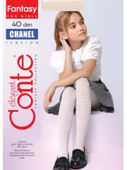 Колготки детские нарядные с рисунком «гусиная лапка» chanel bianco, , 116-122, CONTE ELEGANT, - 4