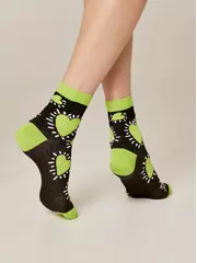 Носки женские хлопковые esli classic 532 черный-салатовый, , 36-37 (23), ESLI, - 2