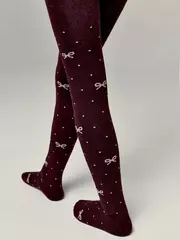 Хлопковые детские колготки tip-top с люрексом 545 бордо, , 116-122 (18), CONTE-KIDS, - 3