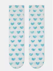 Удлиненные женские носки с хлопком 558 белый-бирюза, , 36-39 (23-25), CONTE ELEGANT, - 3