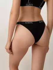 Трусы женские «танга» с фигурным вырезом black&white lta 2246 black, , 90/XS, CONTE ELEGANT, - 2
