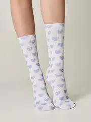 Удлиненные женские носки с хлопком 558 белый-сиреневый, , 38-39 (25), CONTE ELEGANT, - 2