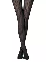 Колготки женские с ажурным рисунком и полосами lacy line nero, , 3, CONTE ELEGANT, - 4