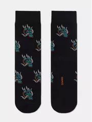 Хлопковые мужские носки diwari happy с рисунками 192 черный, , 42-43 (27), DIWARI, - 1