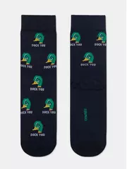 Хлопковые мужские носки diwari happy с рисунками 187 темно-синий, , 40-41 (25), DIWARI, - 1