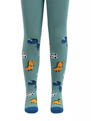 Теплые махровые детские колготки sof-tiki (махровые внутри) 656 серо-бирюзовый, , 104-110 (16), CONTE-KIDS, - 1