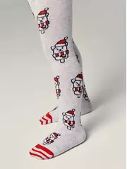 Новогодние детские колготки new year 669 светло-серый, , 92-98 (14), CONTE-KIDS, - 4