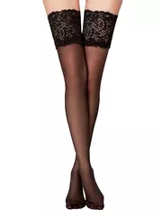Чулки с ажурной резинкой и эффектом шелка amour nero, , 23-25 (1/2), CONTE ELEGANT, - 4