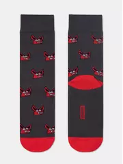 Хлопковые мужские носки diwari happy с рисунками 193 темно-серый, , 44-45 (29), DIWARI, - 1