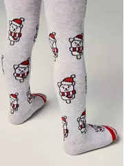 Новогодние детские колготки new year 669 светло-серый, , 92-98 (14), CONTE-KIDS, - 3