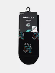 Хлопковые мужские носки diwari happy с рисунками 192 черный, , 42-43 (27), DIWARI, - 4