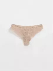 Трусы женские «бразилиана» из геометрического кружева и хлопка grafic lace lbr 1983 light almond, , 106/XL, CONTE ELEGANT, - 2