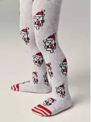 Новогодние детские колготки new year 669 светло-серый, , 92-98 (14), CONTE-KIDS, - 2