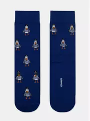 Хлопковые мужские носки diwari happy с рисунками 190 синий, , 40-41 (25), DIWARI, - 1