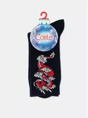 Удлиненные женские новогодние носки new year (удлиненные, люрекс) 553 темно-синий, , 36-39 (23-25), CONTE ELEGANT, - 3