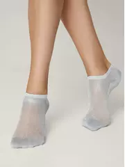 Ультракороткие носки из вискозы с ажурным переплетением active (ультракороткие, люрекс) 277 голубой, , 38-39 (25), CONTE ELEGANT, - 3