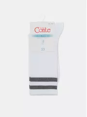 Носки женские хлопковые с яркими полосками из люрекса active 157 белый-серый, , 38-39 (25), CONTE ELEGANT, - 5