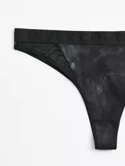 Трусы женские «бразилиана» из хлопка и эластичной сеточки rib with mesh lbr 2494 black tie dye, , 94/S, CONTE ELEGANT, - 6