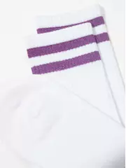 Носки женские хлопковые с яркими полосками из люрекса active 157 белый-сиреневый, , 38-39 (25), CONTE ELEGANT, - 6