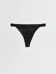 Трусы женские «танга» из хлопка и эластичной сеточки rib with mesh lta 2495 black, , 90/XS, CONTE ELEGANT, - 4