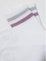 Носки женские хлопковые с яркими полосками из люрекса active 157 белый-светло-серый, , 36-37 (23), CONTE ELEGANT, - 6