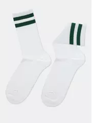 Носки женские хлопковые с яркими полосками из люрекса active 157 белый-зеленый, , 38-39 (25), CONTE ELEGANT, - 3