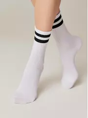 Носки женские хлопковые с яркими полосками из люрекса active 157 белый-черный, , 36-37 (23), CONTE ELEGANT, - 2