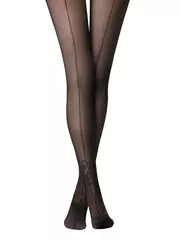 Колготки женские с имитацией шва и рисунком rose fantasy nero, , 4, CONTE ELEGANT, - 2