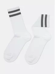Носки женские хлопковые с яркими полосками из люрекса active 157 белый-серый, , 38-39 (25), CONTE ELEGANT, - 4