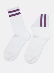 Носки женские хлопковые с яркими полосками из люрекса active 157 белый-сиреневый, , 38-39 (25), CONTE ELEGANT, - 4
