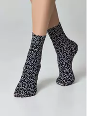 Плотные женские носки с рисунками «love» conte fantasy 23с-83сп nero-bianco, , 36-39 (23-25), CONTE ELEGANT, - 2