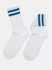 Носки женские хлопковые с яркими полосками из люрекса active 157 белый-синий, , 36-37 (23), CONTE ELEGANT, - 4