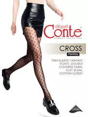 Колготки женские с рисунком «крестики» cross fantasy nero, , 3, CONTE ELEGANT, - 1