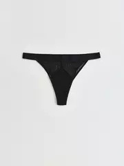 Трусы женские «танга» из хлопка и эластичной сеточки rib with mesh lta 2495 black, , 90/XS, CONTE ELEGANT, - 3