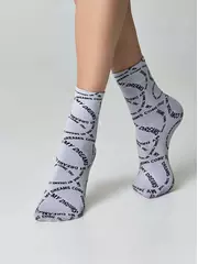 Плотные женские носки с вывязанным рисунком «my dreams» conte fantasy 23с-80сп nero-bianco, , 36-39 (23-25), CONTE ELEGANT, - 2