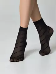 Носки женские с эффектом мелкой сетки и надписями «intuition» conte fantasy 23с-77сп nero, , 36-39 (23-25), CONTE ELEGANT, - 3