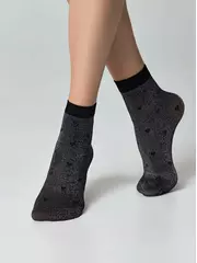 Носки женские с объемными рисунками «hearts» conte fantasy 23с-109сп silver-nero, , 36-39 (23-25), CONTE ELEGANT, - 2