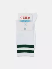 Носки женские хлопковые с яркими полосками из люрекса active 157 белый-зеленый, , 38-39 (25), CONTE ELEGANT, - 6