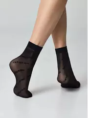 Носки женские с эффектом мелкой сетки и надписями «intuition» conte fantasy 23с-77сп nero, , 36-39 (23-25), CONTE ELEGANT, - 2