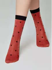 Сияющие женские носки с объемными рисунками «hearts» fantasy gold-rosso, , 36-39 (23-25), CONTE ELEGANT, - 3