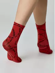 Плотные носки с вывязанным рисунком «my dreams» nero-rosso, , 36-39 (23-25), CONTE ELEGANT, - 2