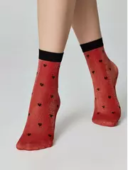 Сияющие женские носки с объемными рисунками «hearts» fantasy gold-rosso, , 36-39 (23-25), CONTE ELEGANT, - 4